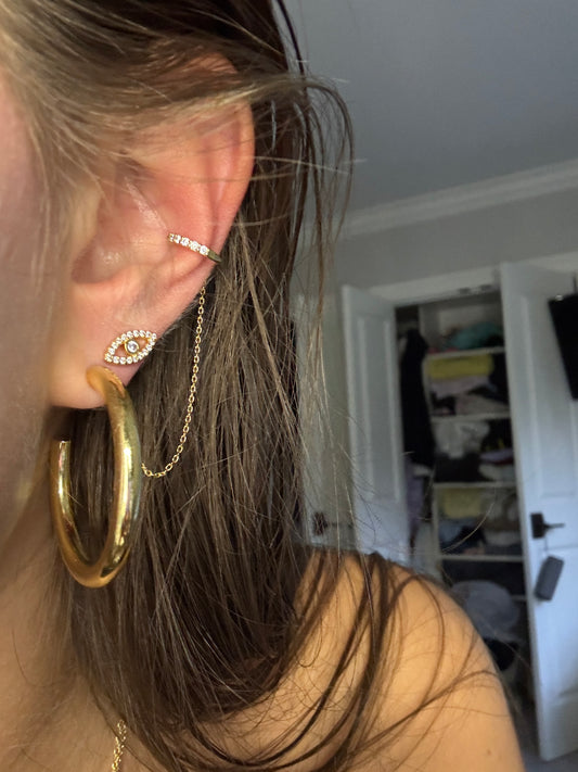 Gold Clover Cuff Earring