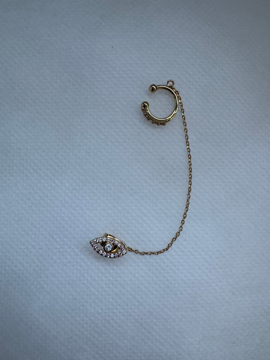 Gold Evil Eye Cuff Earring