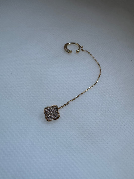 Gold Clover Cuff Earring